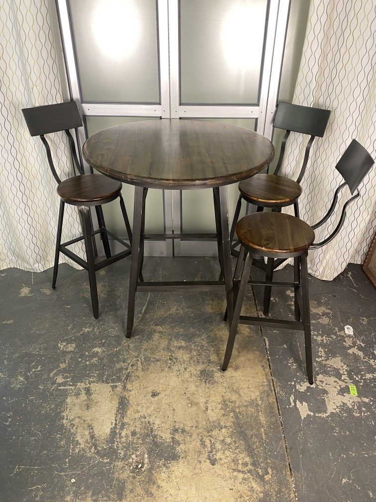 World Market Hudson Wood & Metal Pub Table & 3 Stools for Sale in