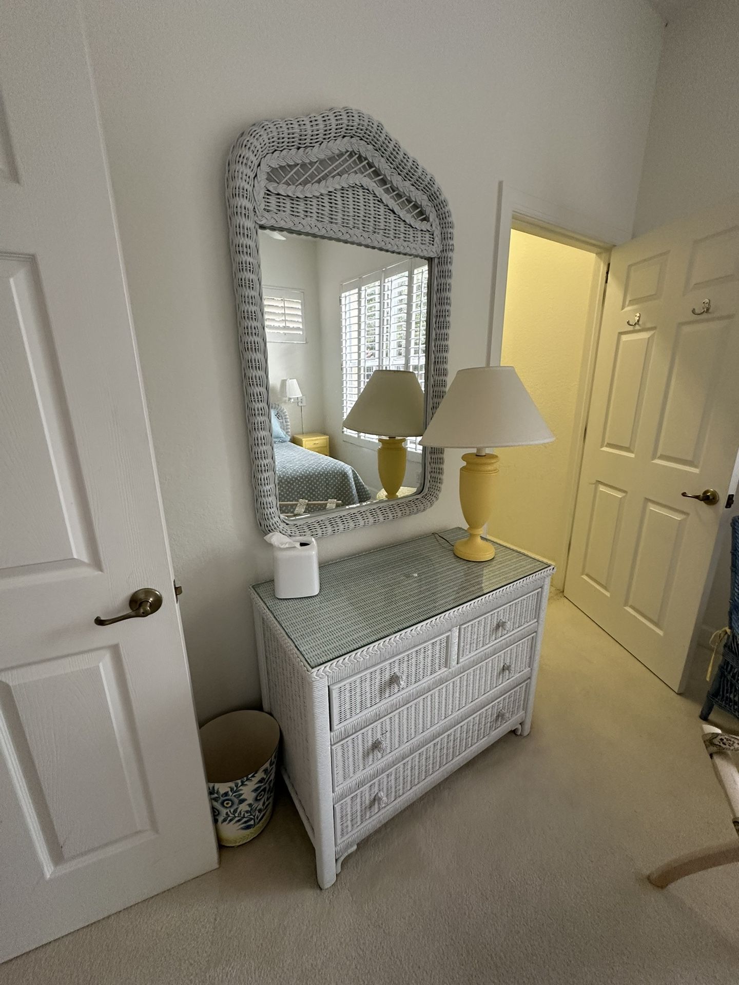 Lexington Henry Link Dresser And Mirror Wicker Coastal