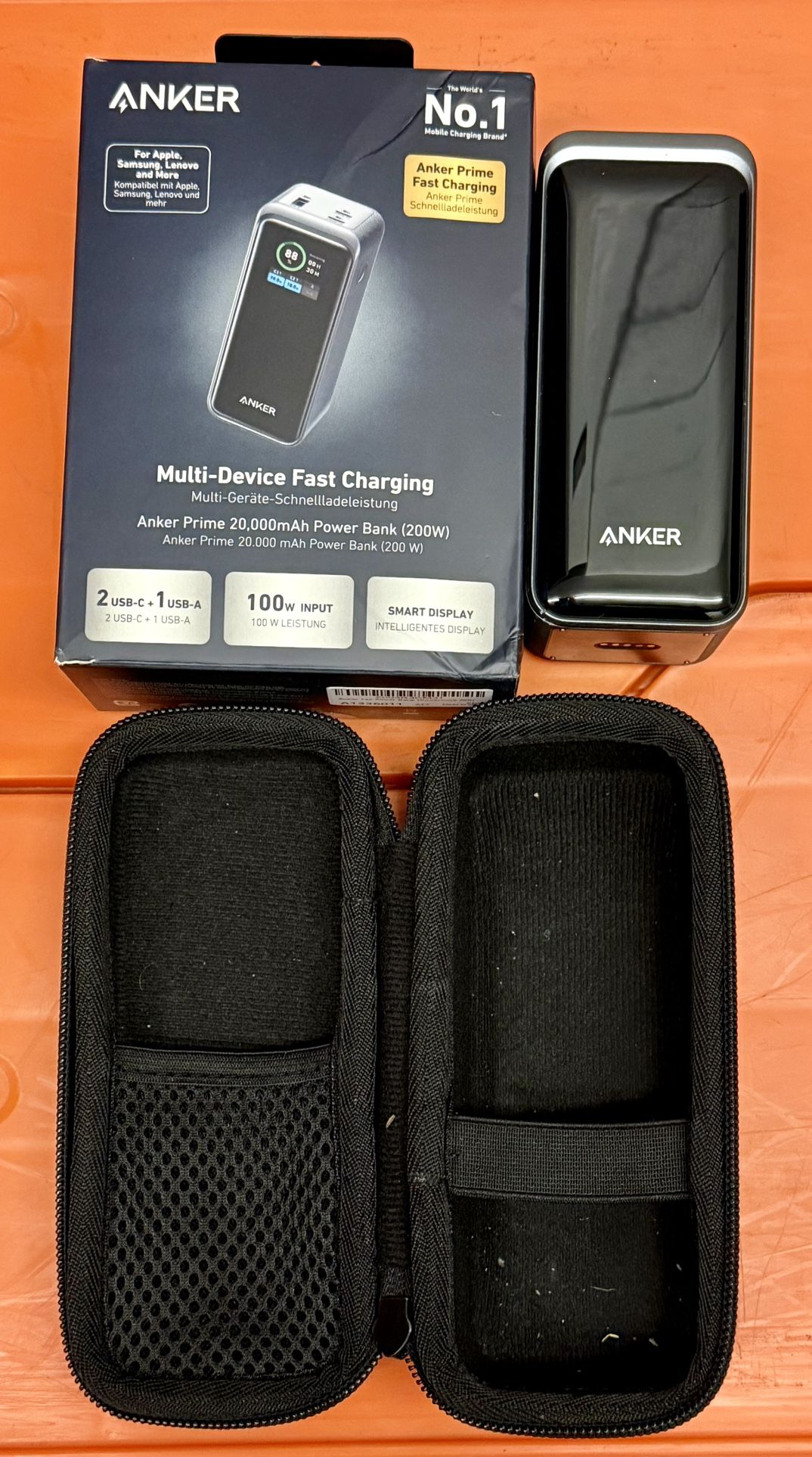 Anker Prime 20,000mAh 200W Power Bank (Model A1336) – Mint Condition w/ Box & Case