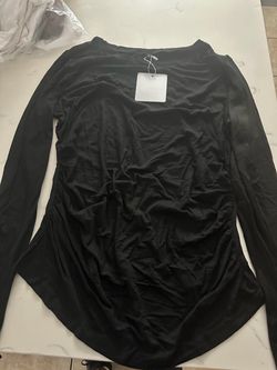 Black Long Sleeve Ruched Top