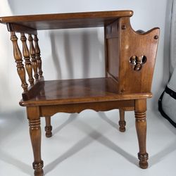 Vintage Ethan Allen Maple Side Table With Magazine Rack Shipping