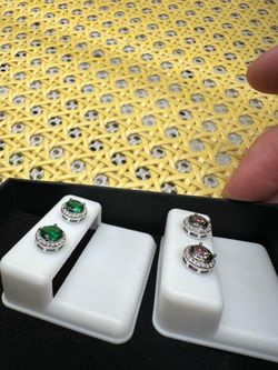 Mystic Topaz or Nano Emerald sterling silver studs