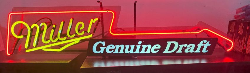 Vintage 1990s Miller Genuine Draft Guitar Beer Neon Sign
