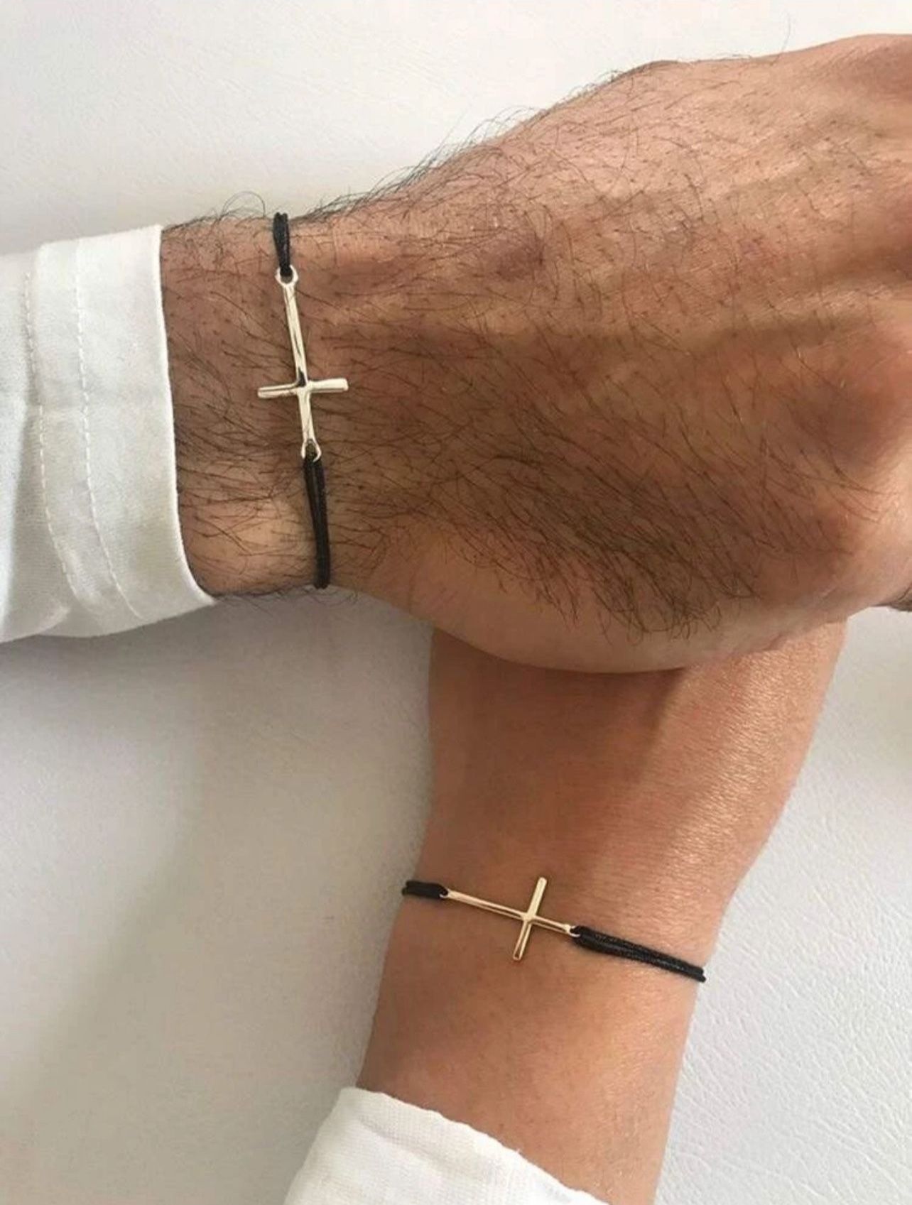2Pcs Couple Cross Decor Bracelet Copper Jewelry Matching Bracelets