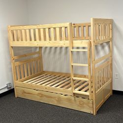 Veronica Twin/Twin Bunk Bed-Natural Pine🚛Fast delivery💳Financing Options