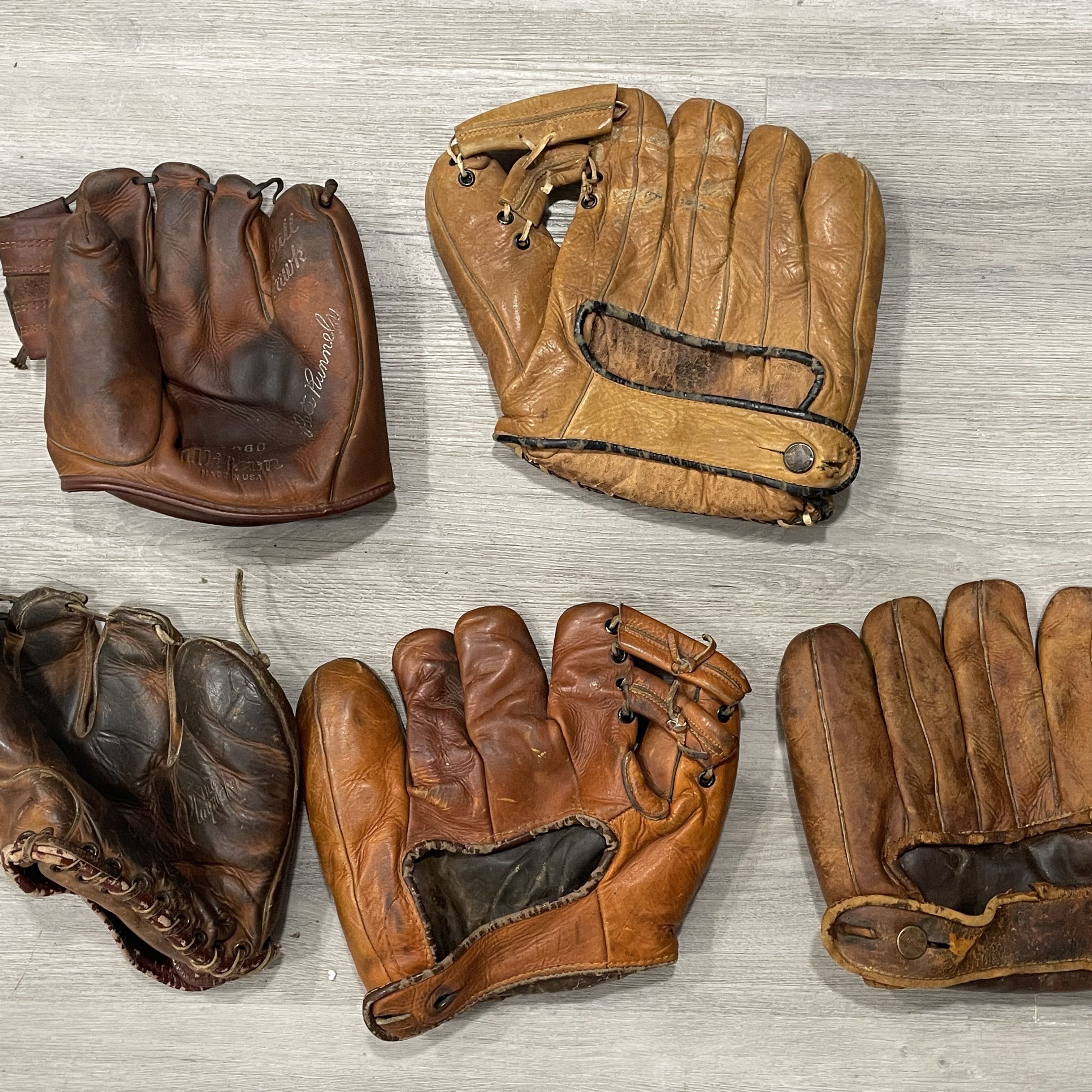 Vintage Leather Baseball Gloves Collection
