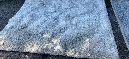 Gray and white area rug
