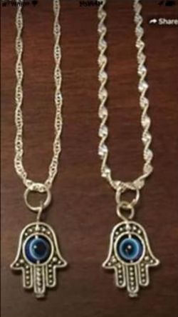 NEW Cool Hamsa Hand Spinning Eye Charm on Sterling Silver Chain Necklace