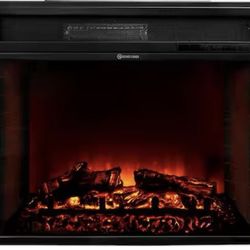 26 in. 1500-Watt Black Electric Firebox Heater Fireplace Insert Glass Panel with Remote Control 95136