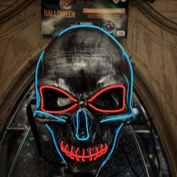 Happy Halloween Light Up Skull Mask, Costume Mask, Glow, 3 Light Modes