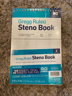 Wexford Gregg Ruled Steno Book 6 x 9 in, 80 Sheets Each, 2-Pack (160 Total)
