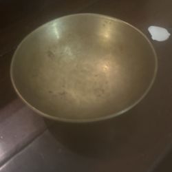 Rare antique brass bowl Make Music Yoga 