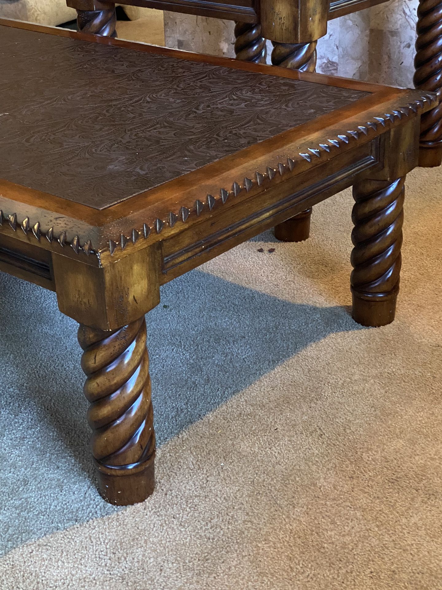 2 Large Wooden/leather Tables 