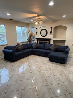 FREE DELIVERY Large Navy Blue Sectional Sofa with Chaise