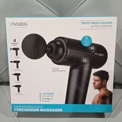 NEW IN BOX Vivaspa Handheld Cordless & Rechargeable Massage Gun with LCD Display for Athletes, Percussive Deep Tissue