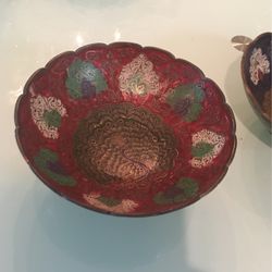 Hand painted brass bowl