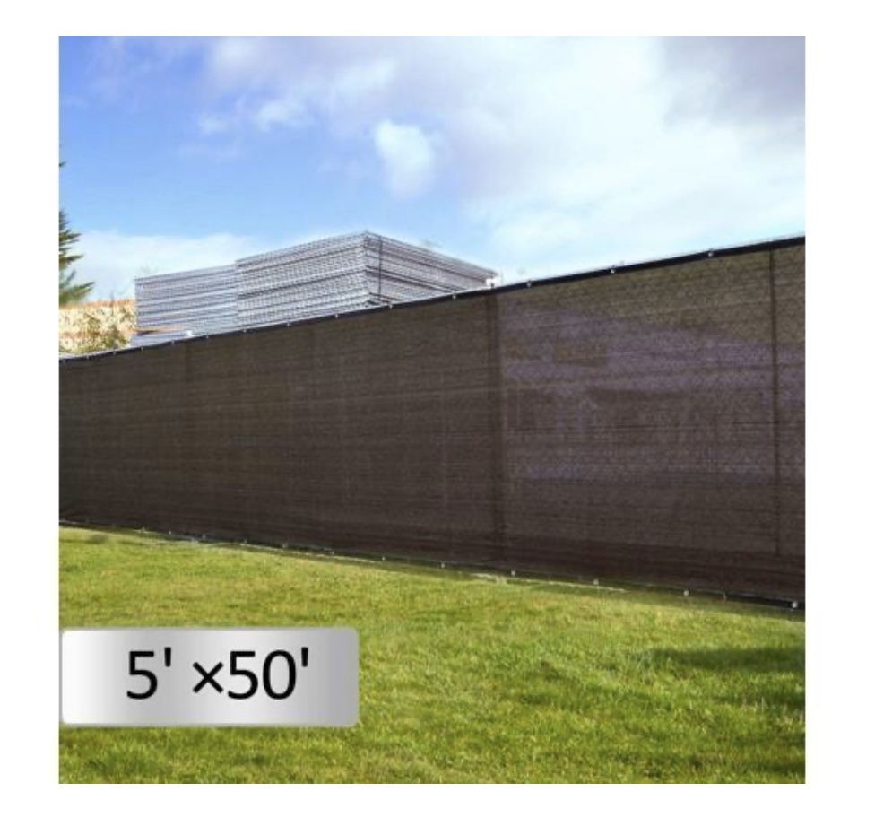 Dark Black 5'x 50' Fabric Fence Windscreen Privacy Screen Shade Cover for Patio Garden Tarp