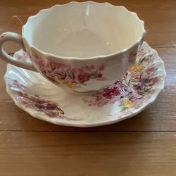 VINTAGE PORCELAIN CUP & SAUCER. SPODE. “FAIRY DALE.” SPODE. COPELAND, ENGLAND