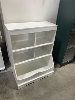 New Assembled Kids Toy Storage Organizer with Bookcase, 4-Cubby Organization Storage Cabinet