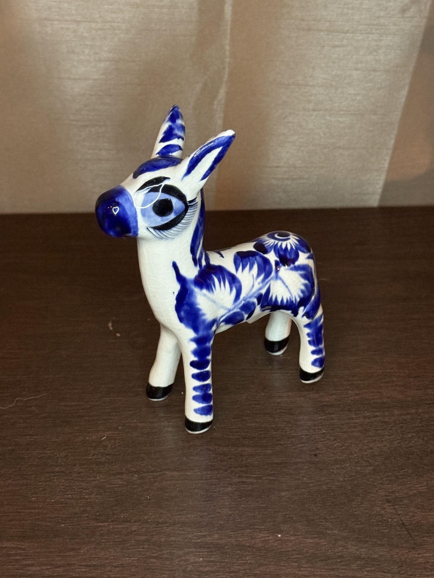 Vintage Blue And white Porcelain Donkey