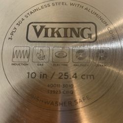 Viking 3-ply Bonded Aluminum And Stainless Steel Sauté/Fry Pan. 10 Inches Brand New With Tags