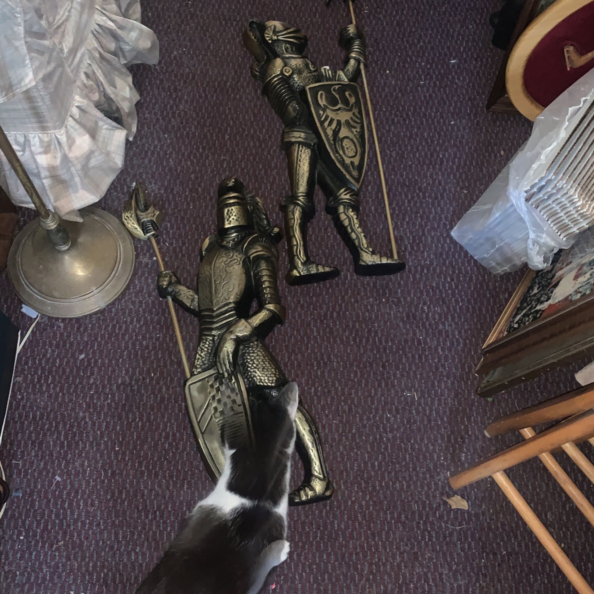2 Large Vintage Medieval Knights Cast Iron Wall Hanging Wall Art Man Cave Game Room Decor