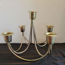 Vintage Mid Century Modern 5 Candlestick Holder Brass Candleabra 6"