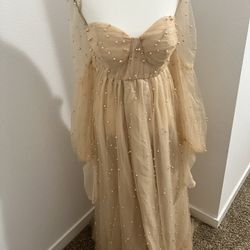 Size Large/Xl Tan Pearl Dress