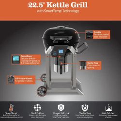 22.5 in. SmartTemp Kettle Charcoal Grill in Black with Stand