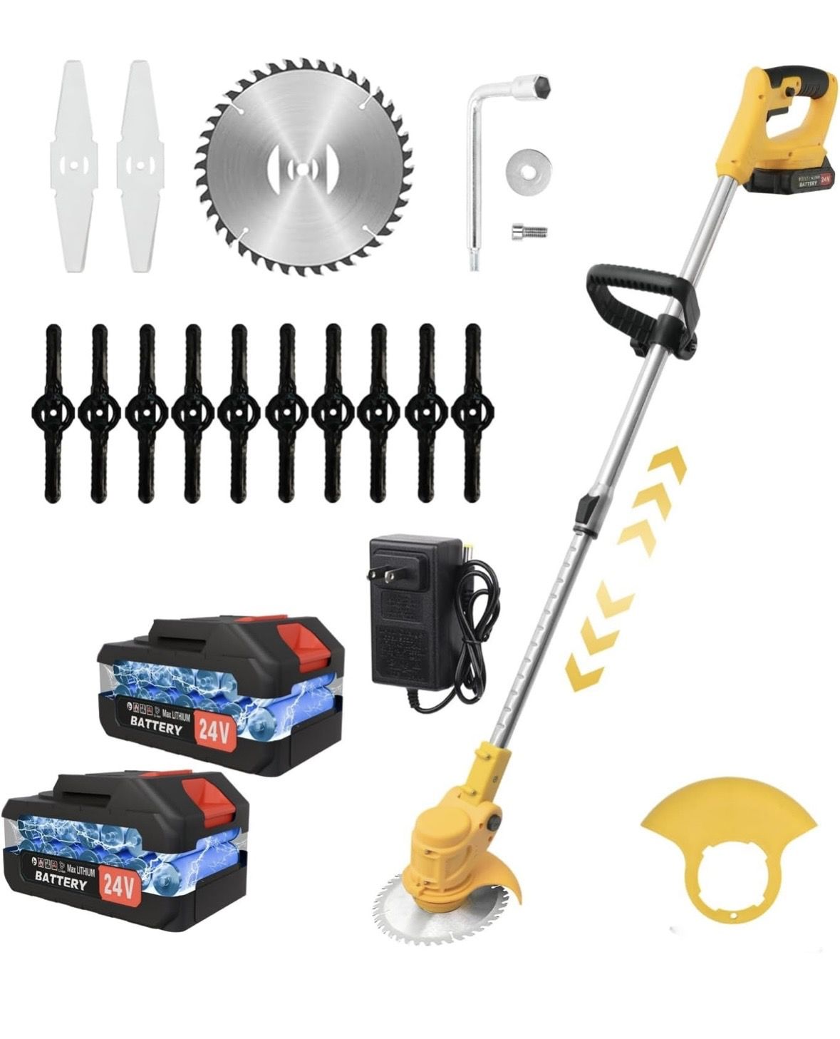 24V Cordless 3-in-1 Grass Trimmer & Weed Wacker, 650W Electric Brush Cutter Edger/Mower Function #1