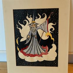 Fantasy Wizard Print Signed by Delight Prescott 1980, Limited Edition 8/300, Picture Size 11” X14 3/4”.