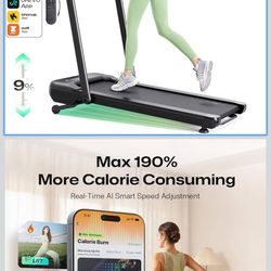Smart Treadmill with 9% Auto Incline, Hiking and Running Walking Pad Treadmills for Home Office, Treadmill with UREVO APP, AI Powered Music Course, HI