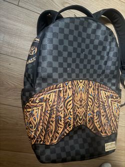 Sprayground Checkered Backpack with Gold Print