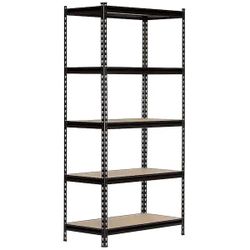 Black 5-Tier Boltless Tier Height Adjustable Garage Steel Storage Rack Shelving Units (30 in W x 60 in H x 12 in D)
