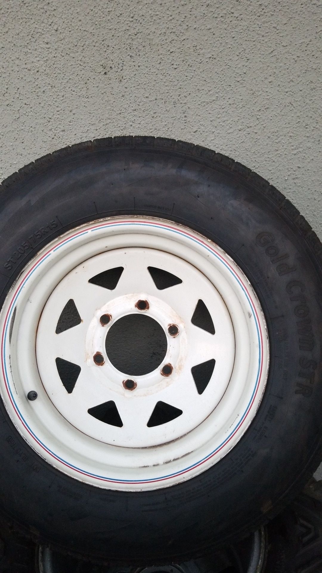 Tire and rim for trailer 205/75/15