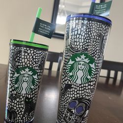 Rare 2020 Starbucks Glow In The Dark Tumbler Duo