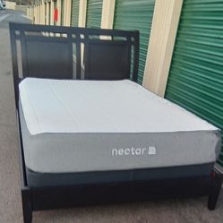 QUEEN BED FRAME WITH BOX SPRING AND MATTRESS 