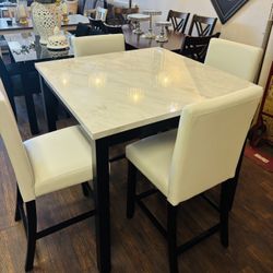 5Pc White Dining Table Set 