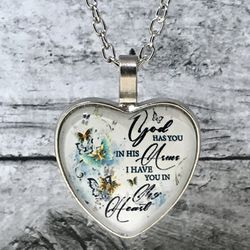Butterfly Heart Memory Memorial Necklace 