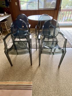 s/4 Gray Acrylic “Louis” Dining Chairs
