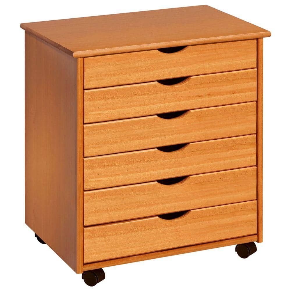 SALESUMO 6-DRAWER WOODEN WIDE ROLL CART FILE