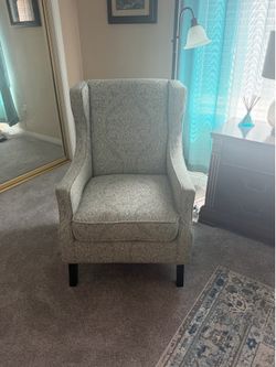 Wingback Accent Chair with Damask Pattern