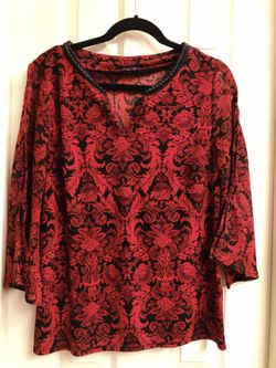 Angel Sleeve Red Black Top