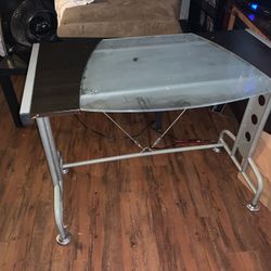 Glass top and metal desk
