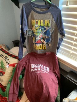 Marvel Shirt And Cat & Jack Long Sleeve Shirts Size 6-7