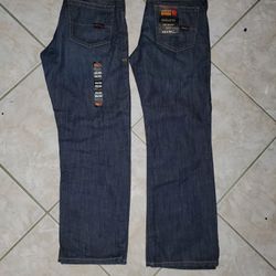 TWO ARIAT FR M4/M3 LOW RISE BOOT CUT MEN'S WORK JEANS SIZE 32X30