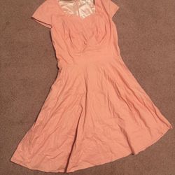 New xl peach retro vintage flair short pin up dress rockabilly
