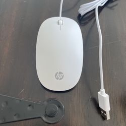 White HP Corded Mouse 