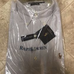 NWT Striped Ralph Lauren Dress Shirt Size 15