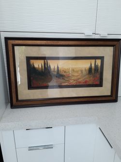 Original painting lithography with glass front 29.5 x 17.5 inches